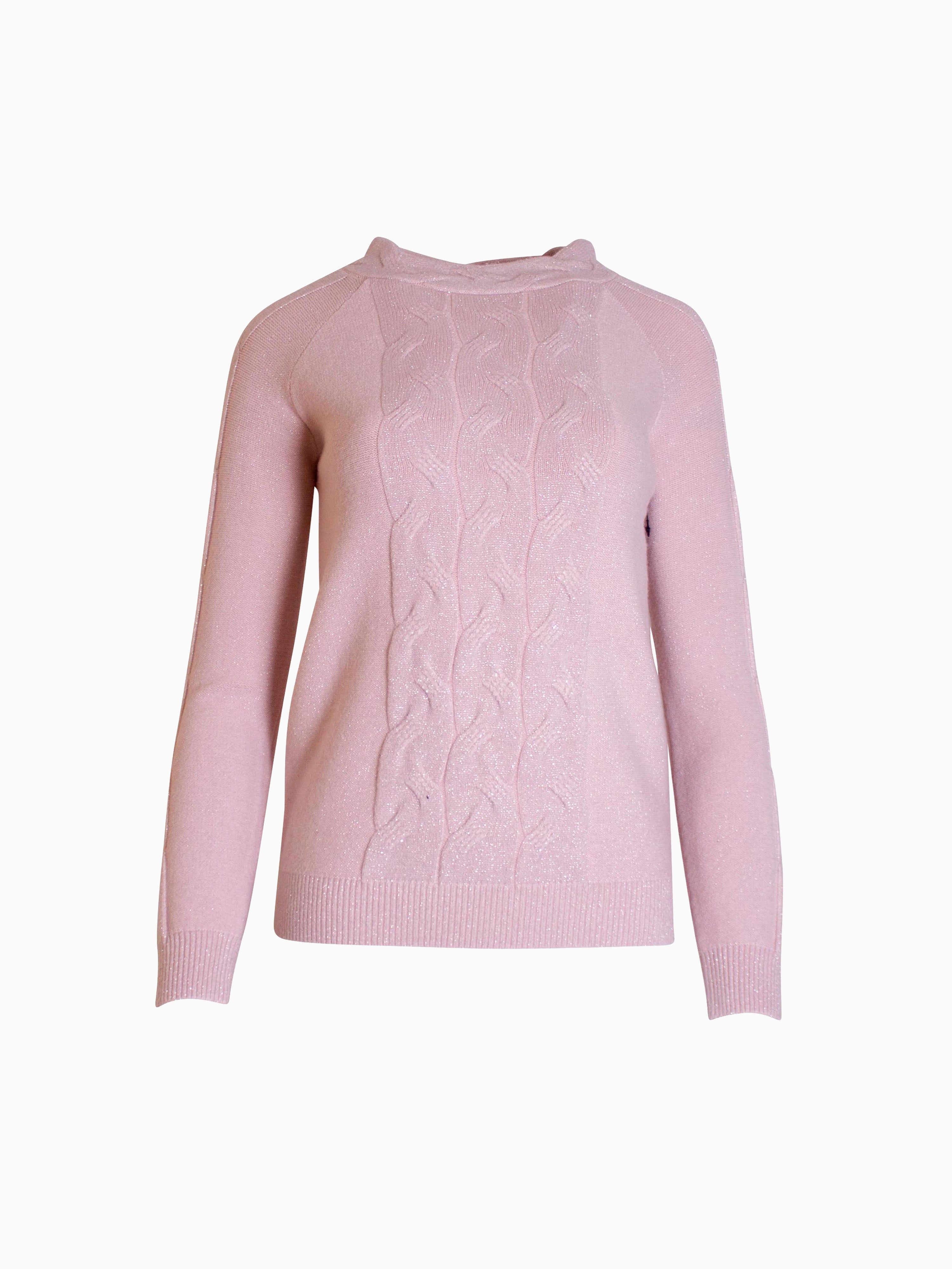 Rosa Jumper mit Zopfmuster
