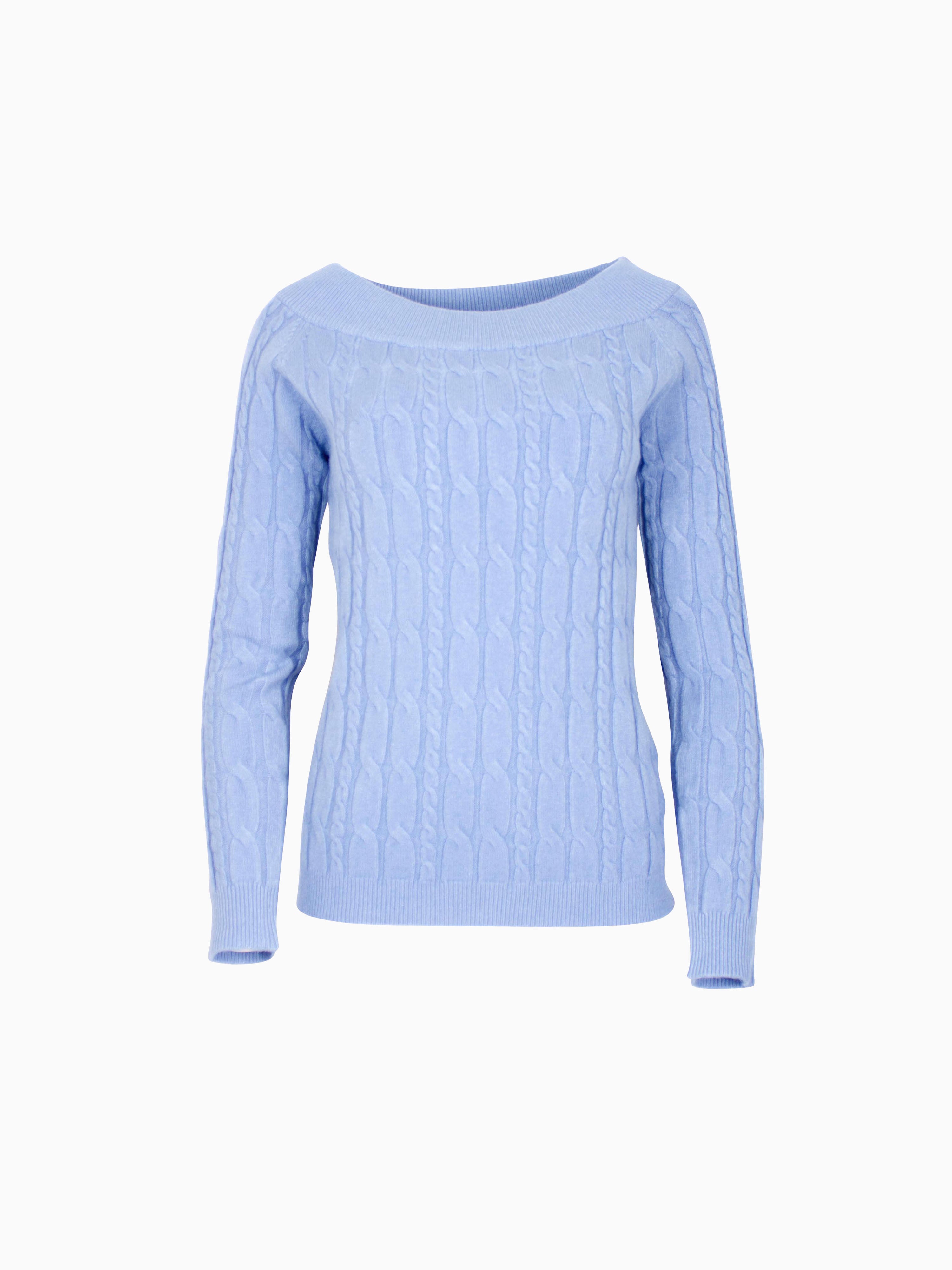 Pullover mit Zopfmuster Hellblau
