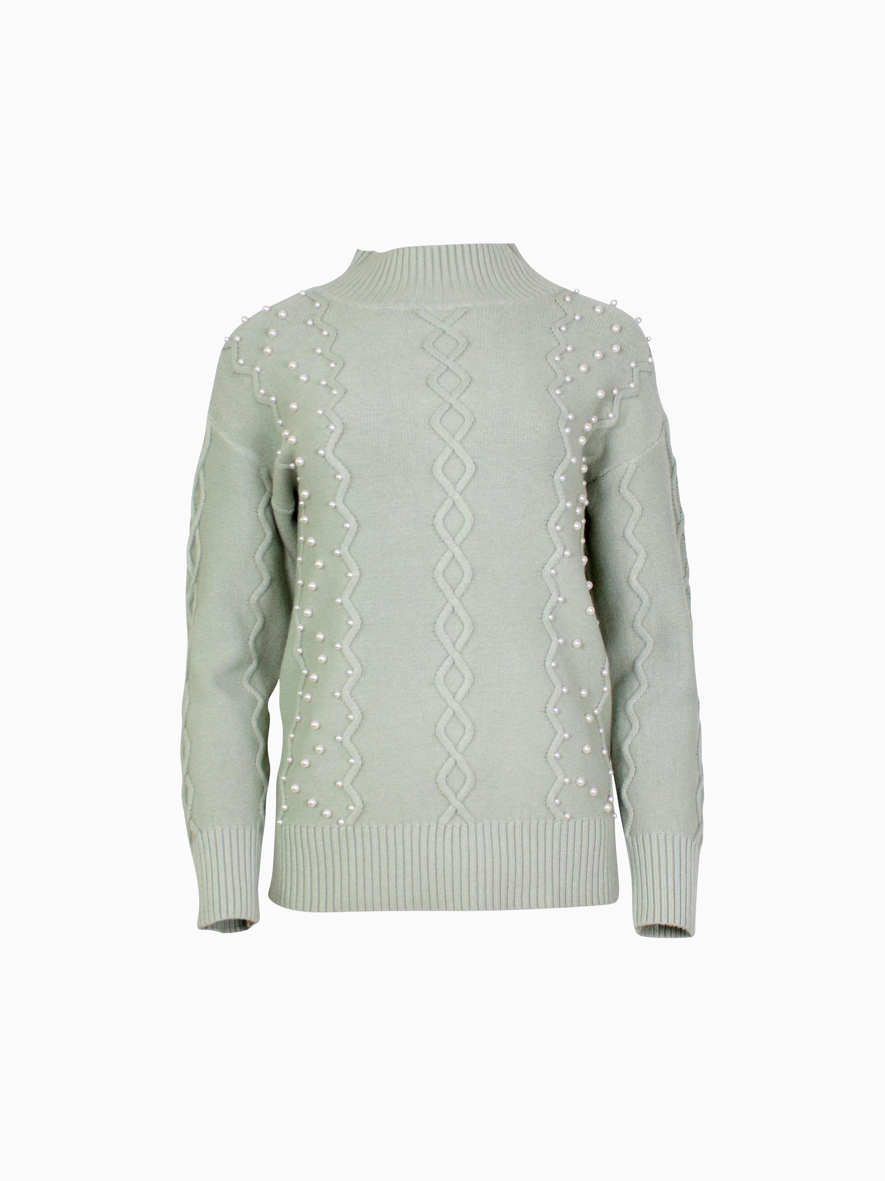 Pullover mit Perlen Mintgrün