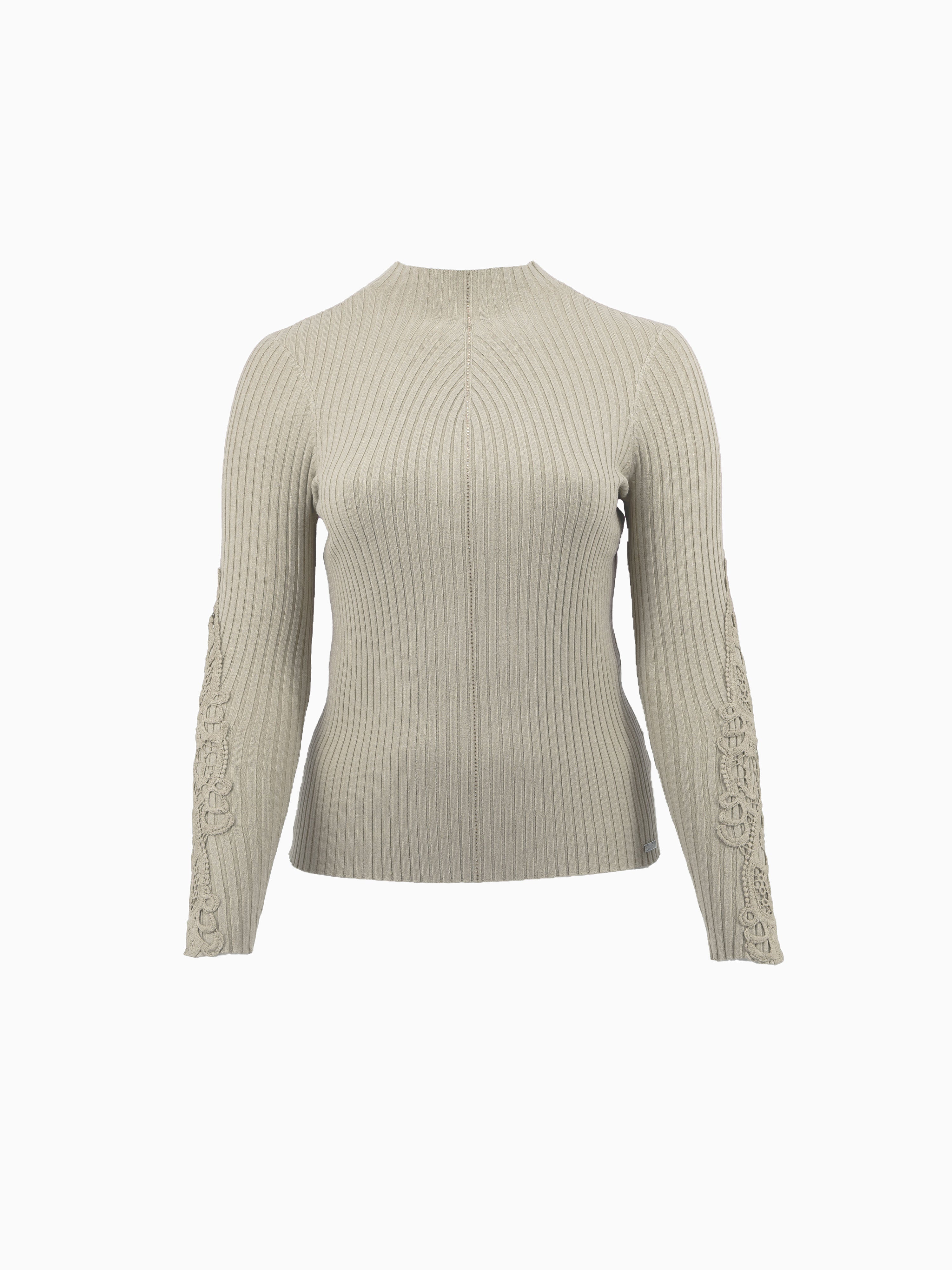 Strickpullover mit Ärmeldetails Beige