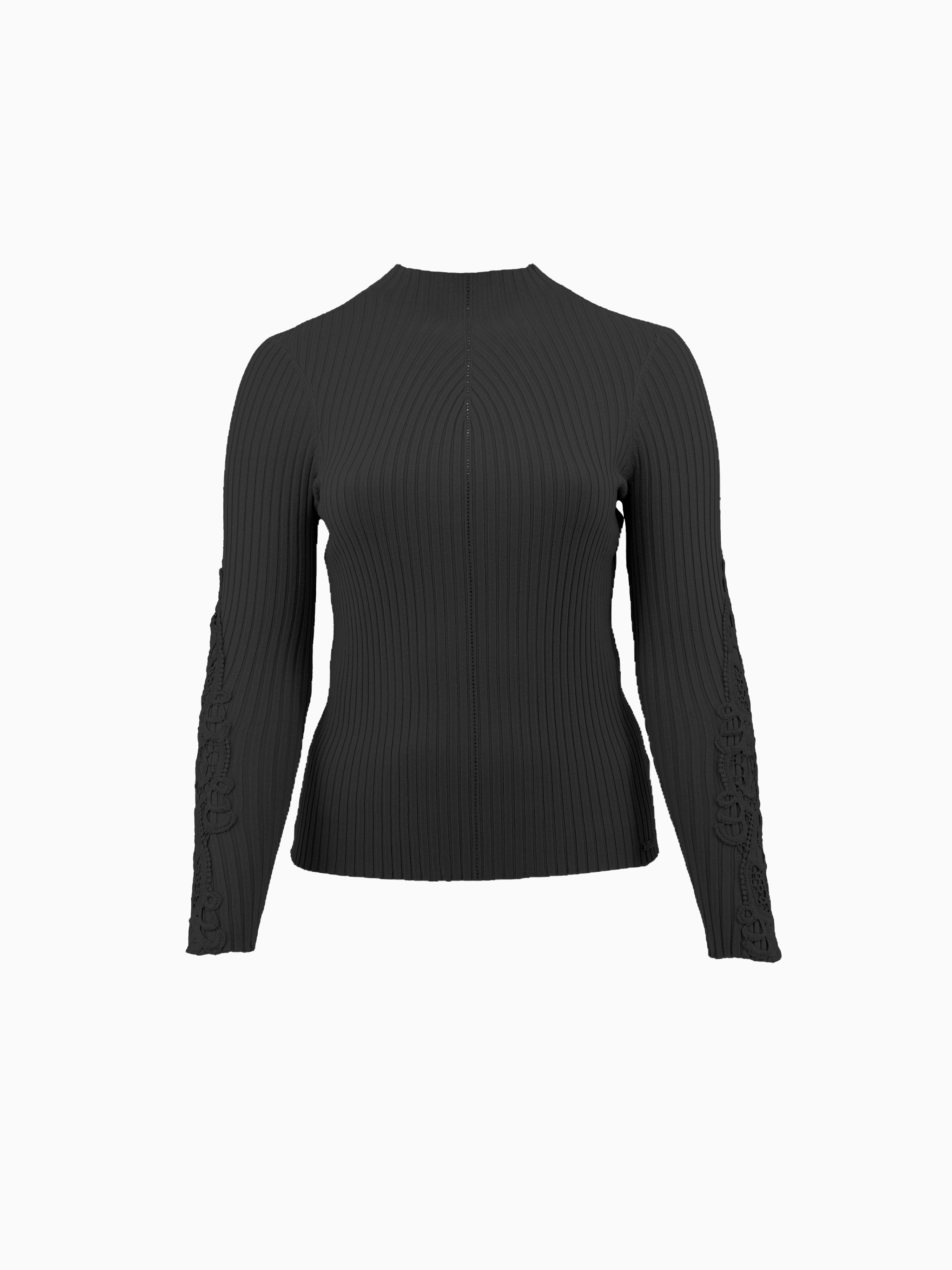 Strickpullover mit Ärmeldetails Schwarz